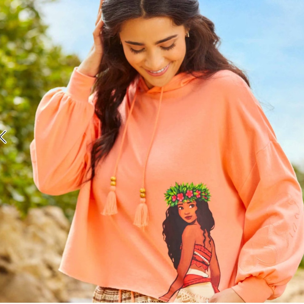 * Disney Parks Moana Orange Coral cropped hoodie 1X